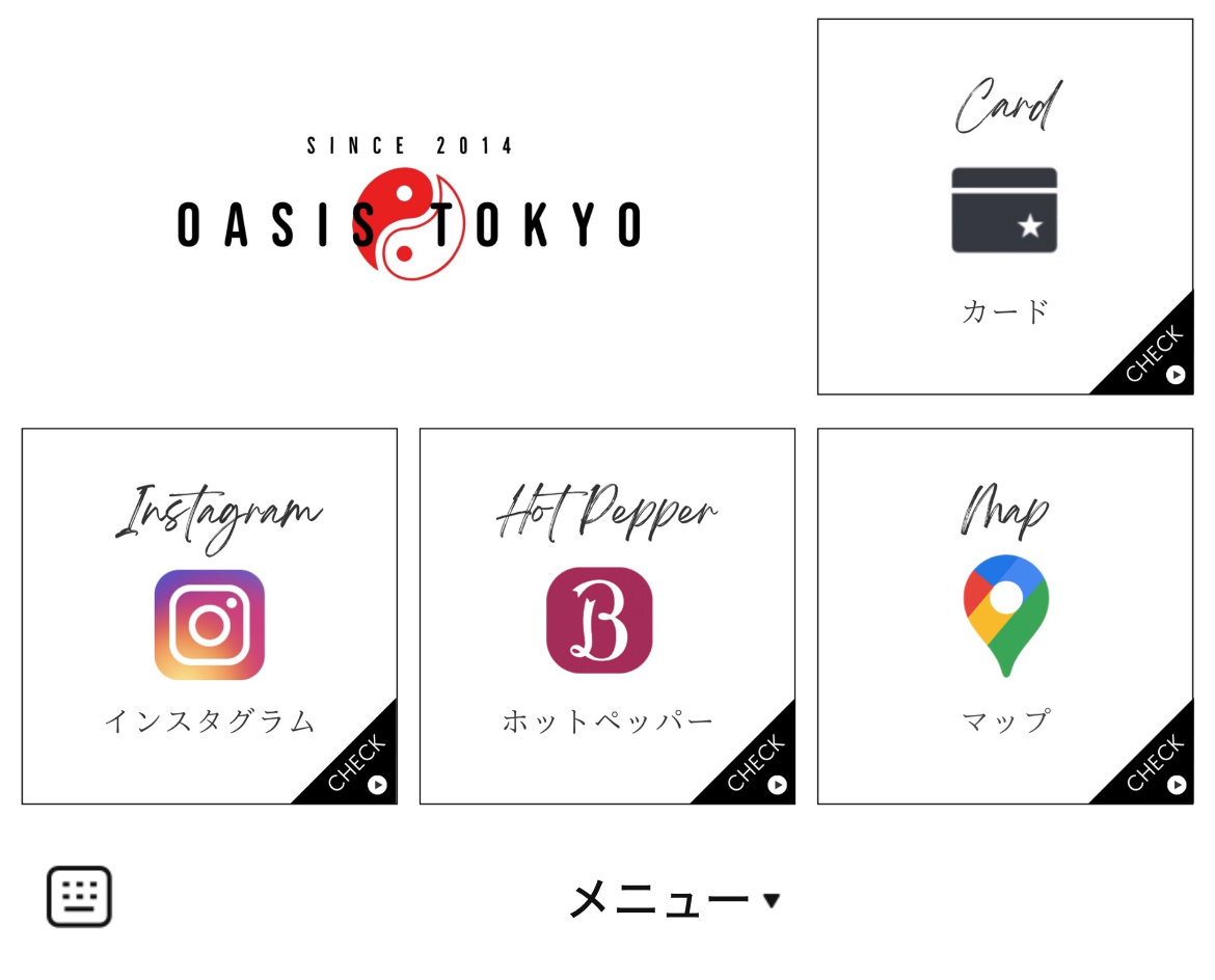 OASIS TOKYO 恵比寿のLINEリッチメニューデザインのサムネイル